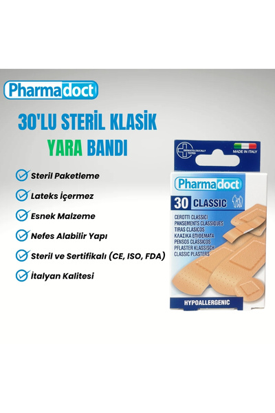 Klasik Yara Bandı 30’lu | 5 Farklı Boy | Steril & Lateks İçermez | Ekonomik Paket