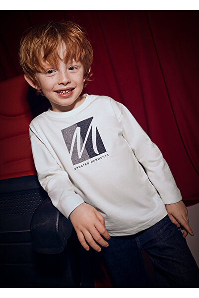 MAYORAL Cream Boy's Printed Long Sleeve T-Shirt 4086