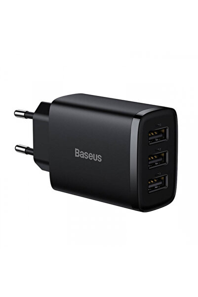 Baseus Compact 3U Power Adapter, 17W, 2.1a, 3 X USB-A, Black Ccxj020101