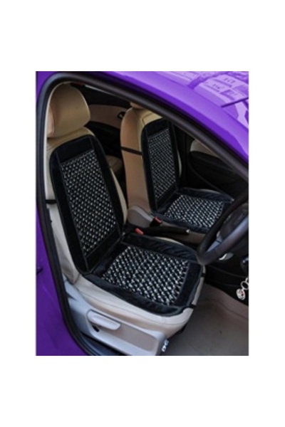 DELUXETUNING Interior Car Seat Covers Car Seat Cover, Massage Seat Cushion, With Wooden Balls and Plush, Black Color