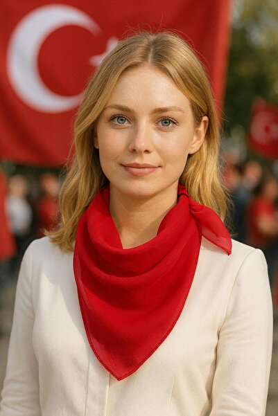 sema aksesuar Şifon Kırmızı Bandana – Milli Bayram Fuları (23 Nisan, 29 Ekim,...