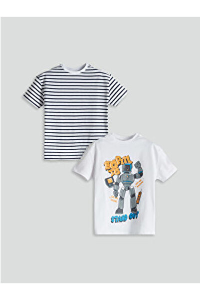 LC Waikiki Plus New Season Crew Neck Printed Boys' T-Shirt 2-Pack