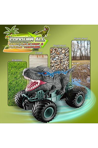 Bebelul Interactive Dinosaur Car – Lights, Steam, RC Control