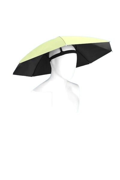 LEIBOO Hands-free Head Umbrella, Rain or Shine, UV protection 68 cm diameter, Foldable, Olive Green