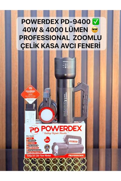 powerdex PD-9400 Profesyonel Zoomlu 40W / 4000 Lümen / Çelik Kasa Avcı El Feneri (Yeni Ürün)
