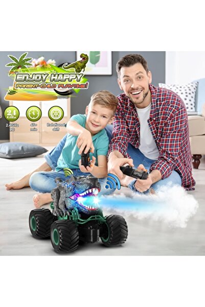 Bebelul Interactive Dinosaur Car – Lights, Steam, RC Control