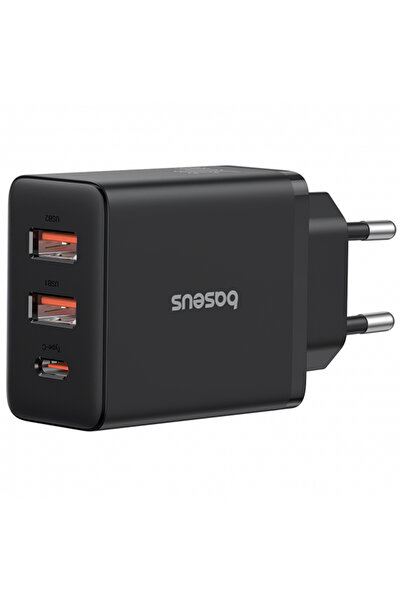 Baseus Cube Power Adapter, 30W, 3A, 1 X USB-C - 2 X USB-A, Black P10111402113-00
