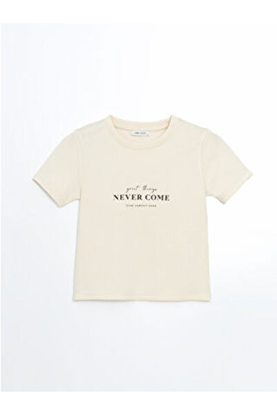 LC Waikiki Modanova Sezon Beige Crew Neck Printed Women's T-Shirt