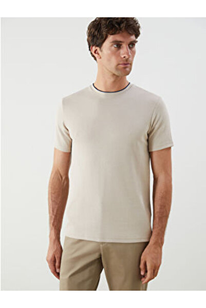 LC Waikiki Plus New Season Crew Neck Men's Combed Cotton Textured T-Shirt