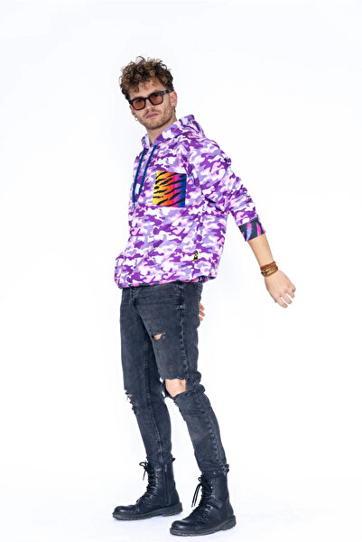 Pembe,mor Batik Oversize Erkek Sweatshirt (M)