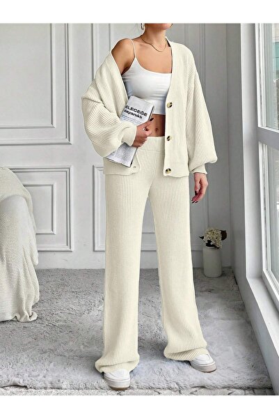 MARLİNG Σετ πλεκτών ενδυμάτων με 3 κουμπιά ΛΕΥΚΟ ΧΡΩΜΑ