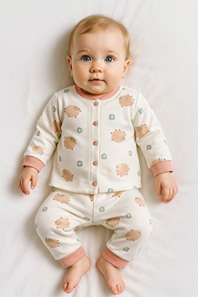 GizaKids طقم بيجامة موسمية بأكمام طويلة للفتيات الصغيرات مصنوع من القطن بنسبة...