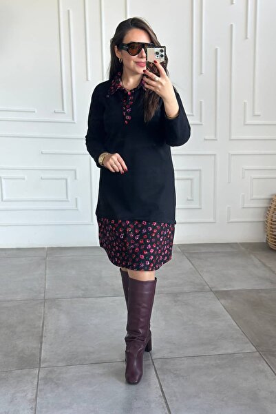 Yağmur Butik Etek Ve Yaka Pazen Detaylı Sweat Elbise