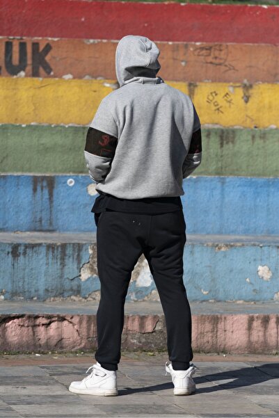 Nani Collection Nani | Gri Melanj Garnili Desen Oversize Sweatshirt(L)