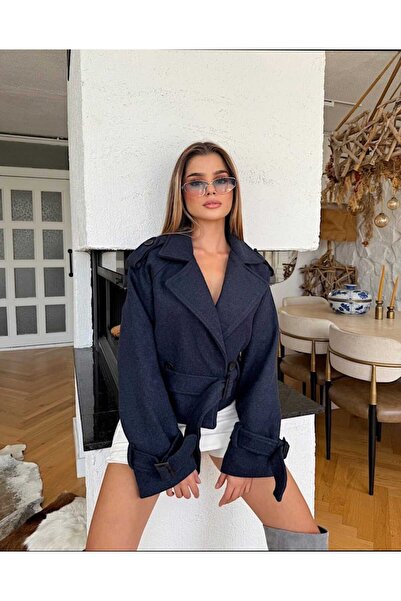 Azra Moda Style Trend Short Cashmere Coat Femei