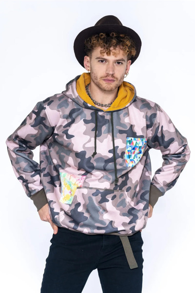 Nani Collection Açık Kamuflaj Desen oversize Erkek Sweatshirt (XL)