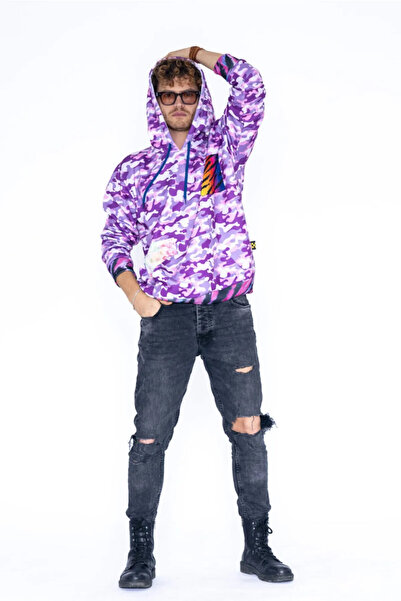 Nani Collection Pembe,mor Batik Oversize Erkek Sweatshirt (M)