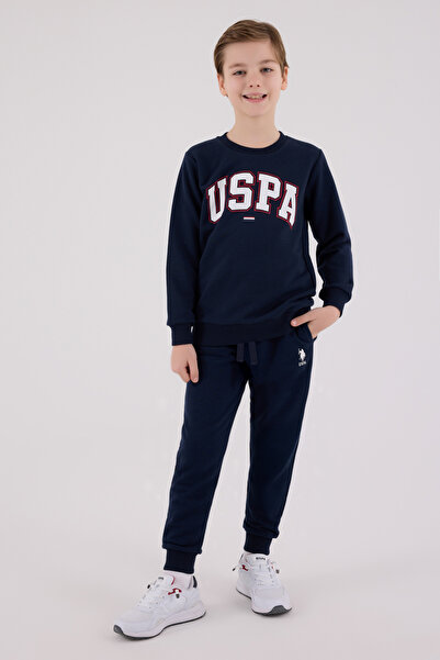 U.S. Polo Assn. Boys' Crew Neck 3 Thread Printed Top and Bottom Set Th27Vl2Vrpol