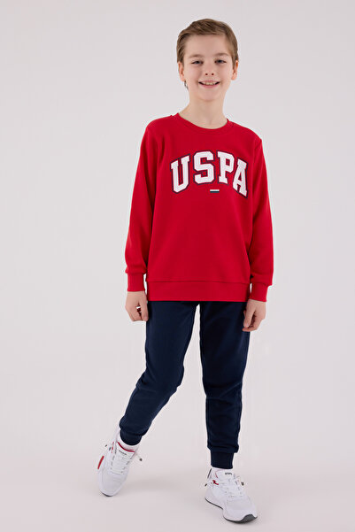 U.S. Polo Assn. Boy's Crew Neck 3 Thread Printed Top and Bottom Set Th27Vl2Vrpol