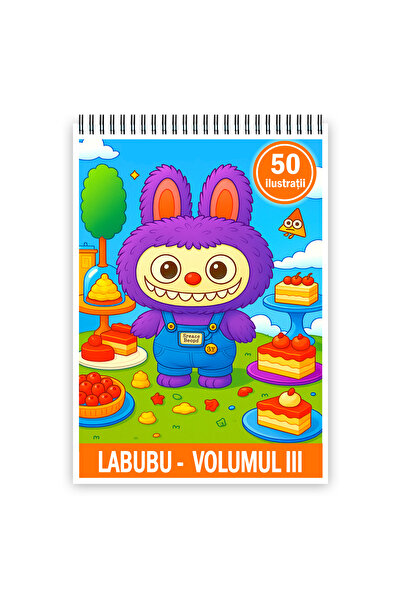 Legendary Gifts Carte de colorat pentru copii, 50 de ilustrații Labubu - Volumul III, 106 pagini Format: A3