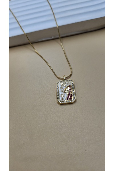 AURA قلادة من الفولاذ بعلامة برج العذراء