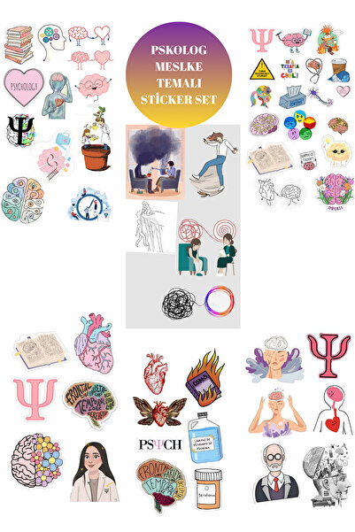 elviano 6'LI PSİKOLOG MESLEK TEMALI STİCKER SET AJAMDAYA UYGUN