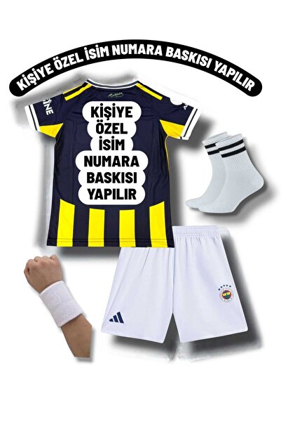 FOLKLORİST Kişiye Özel İsim Ve Numara Baskılı Fener.Bâh'çe 2026 Sarı Lacivert Çocuk Futbol Forması 4'Lü set