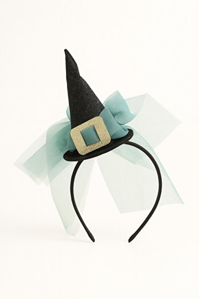 Magu Girl's Cotton Black Hat with Tulle Bow Halloween Crown – Shiny Accessory