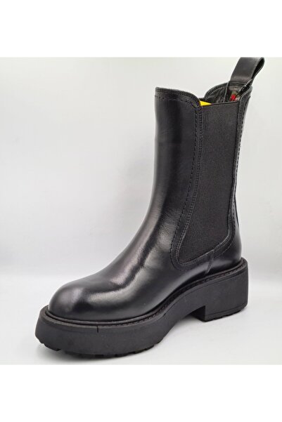 Greyder 59311 5K Siyah Hakiki Deri Lastikli Kadın Urban Chelsea Bot