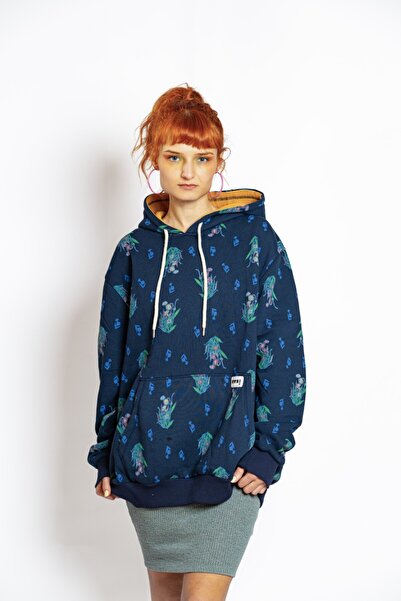 Nani Collection Çiçek Desen Oversize Unisex Sweatshirt(M)