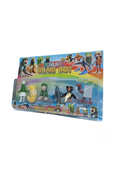 Virtual Trend Set 6 figurine Tralalero Tralala Italian Brainrot, 8-10 cm, Multicolor-Verde, Virtual Trend®