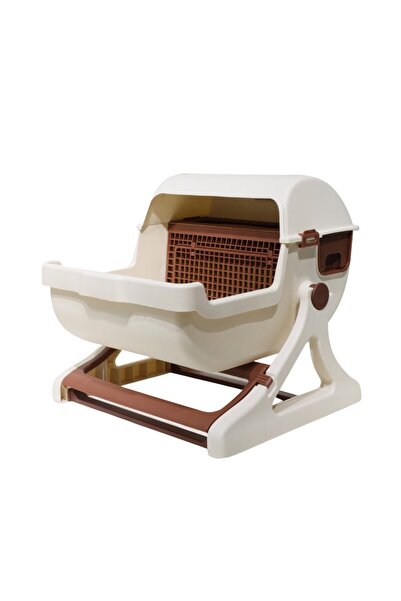 DEKOHOP Kedi Tuvaleti Yarı Otomatik Tek Hamlede Kolay Temizlik Hijyenik Kulla...