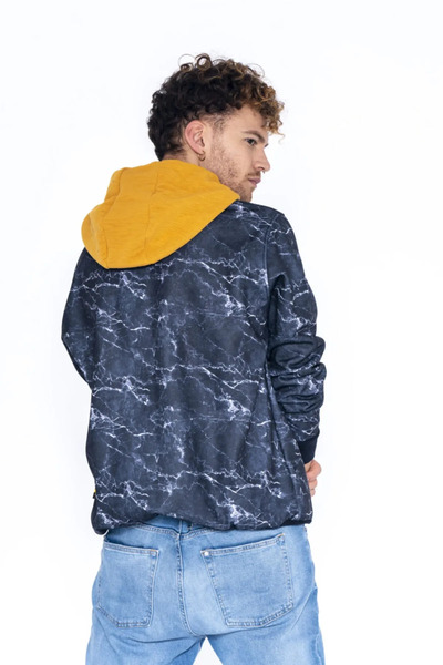 Nani Collection Siyah Yıldırım Desenli Erkek Oversize Sweatshirt (XL)
