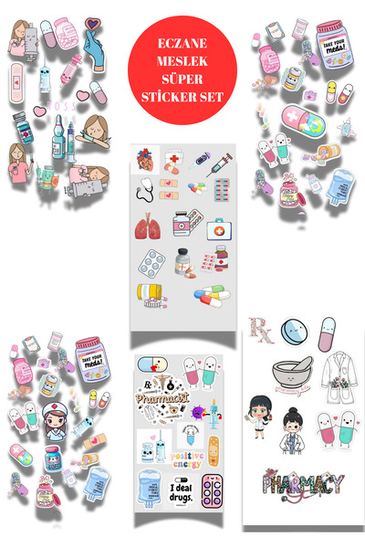 elviano مجموعة ملصقات ذات طابع صيدلية مناسبة للدفتر اليومي