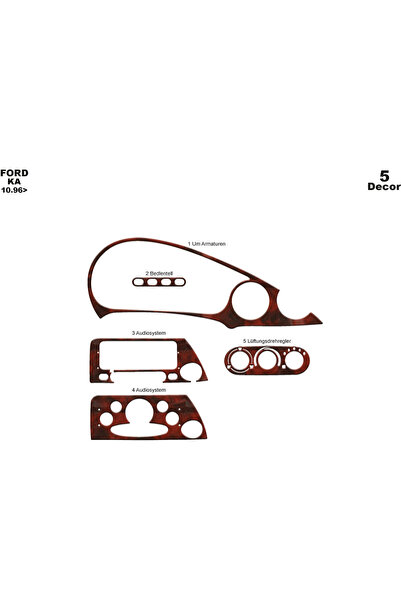 Marscockpitdesign غطاء كونسول فورد كا 1996-2002 5 قطع