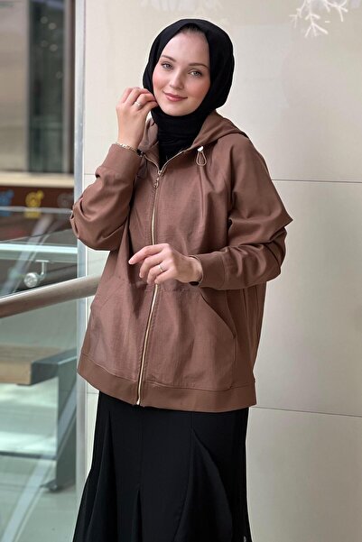 Ceremony Front Zippered Dubai Garnished Hooded Jacket