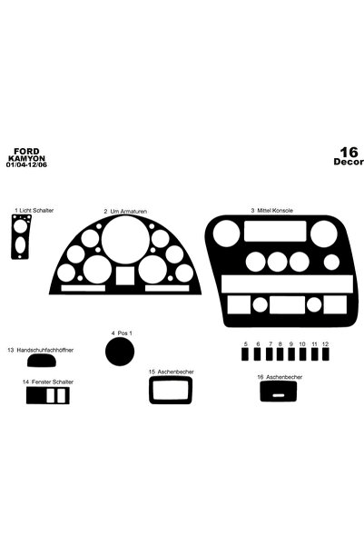 Marscockpitdesign غطاء كونسول توربيدو لسيارة فورد كارجو 2004-2008 16 قطعة