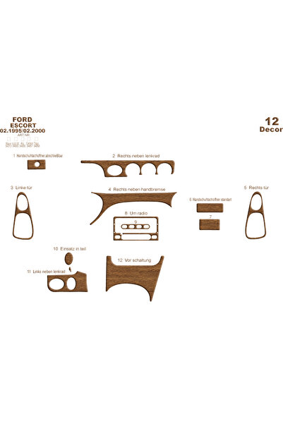 Marscockpitdesign غطاء كونسول فورد إسكورد 1995-2000 12 قطعة