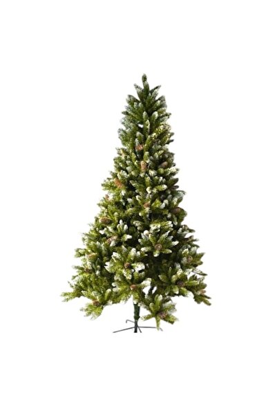 GOLD MARKET Brad Artificial de Craciun, Inzapezit, 210 cm, cu 1266 ramuri, decorat cu Conuri, Verde muschi inchi