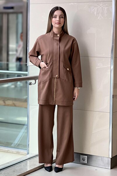 Ceremony Front Zippered Half Placket Steel Knitted Suit