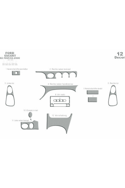 Marscockpitdesign غطاء كونسول فورد إسكورد 1995-2000 12 قطعة
