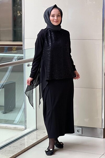 FUAT GÜRSEN Fuat Gürşen Mesh Patterned Tunic Skirt Set