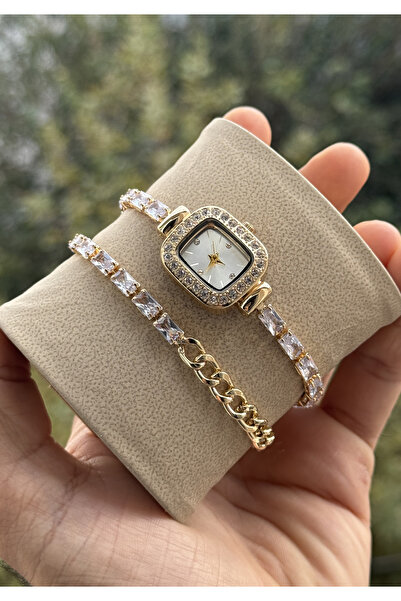 Tulpar Special Series Wrist-Wrapped Zircon Baguette Stone Square Minimal Case Women's Wristwatch