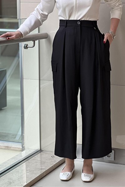sentez giyim Sentez Larina Cargo Pants with Elastic Waist and Pockets