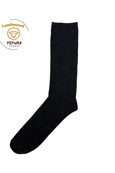 FENRA STUDIO Men's Winter Thermal Wool Warm Lambswool Black Socks