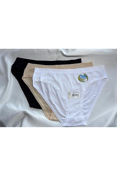 Berrak 11554 Bambu Siyah-Beyaz-Ten Kadın Külot 3 'lü Paket