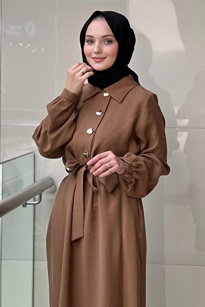 Nuss Shirt Collar Four Button Dress