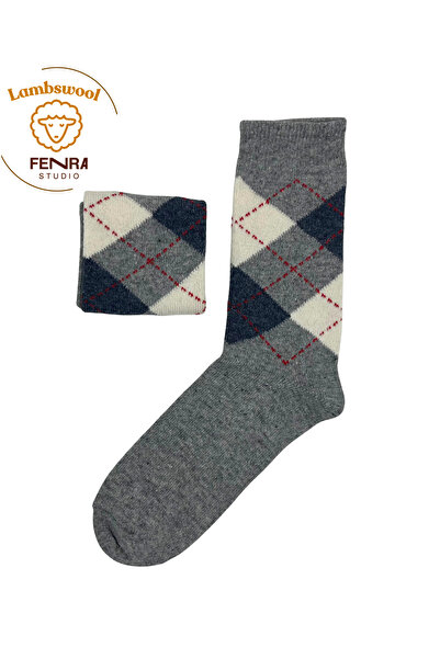 FENRA STUDIO Дамски зимни термо чорапи от вълна, топли, от агнешка вълна, сив...