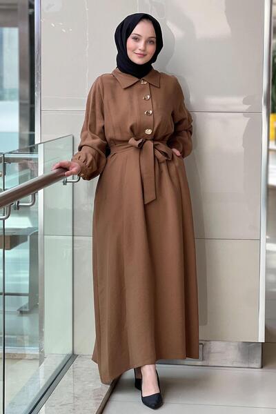 Nuss Shirt Collar Four Button Dress