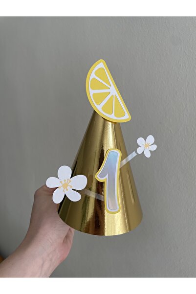 wenucapartyshop Limon Konsept Kişiye Özel Parti Şapkası | Sarı Beyaz İlk Yaş ...